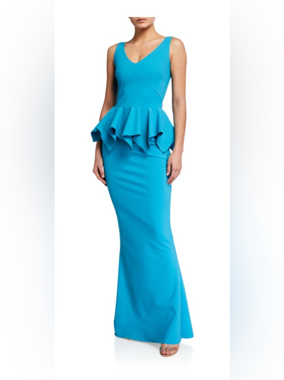 Chiara Boni Turquoise Blue Peplum Maxi Skirt Dress